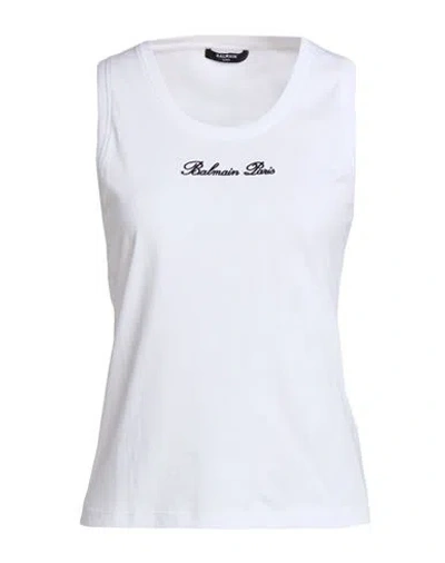 Balmain Woman Tank Top White Size Xl Cotton