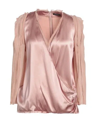 Balmain Woman Top Antique Rose Size 8 Silk In Brown
