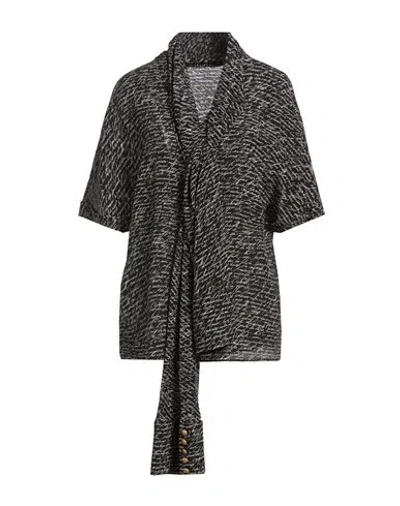 Balmain Woman Top Black Size 6 Silk In Gray