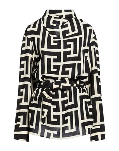 Balmain Woman Top Black Size 6 Virgin Wool