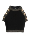 Balmain Woman Top Black Size 8 Viscose, Polyester, Metallic Fiber