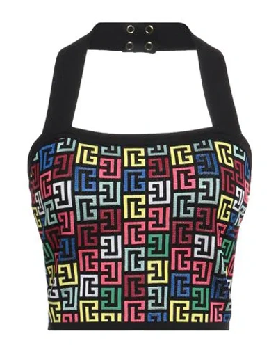 Balmain Woman Top Black Size 8 Viscose, Polyester, Polyamide