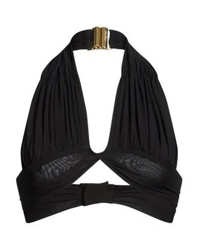 Balmain Woman Top Black Size M Polyester, Elastane