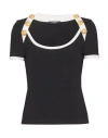 Balmain Two-tone T-shirt With Button Details In Black