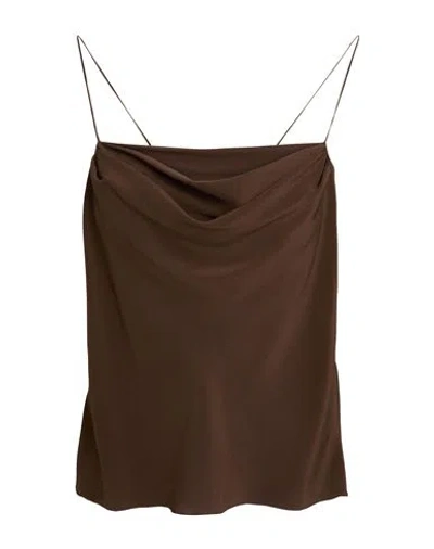 Balmain Woman Top Cocoa Size 10 Silk In Brown