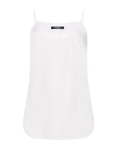 Balmain Woman Top Ivory Size 8 Viscose In White