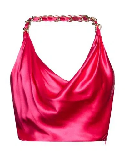 Balmain Woman Top Magenta Size 6 Silk In Purple