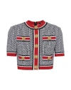 Balmain Monogram Jacquard Short Sleeve Crop Sweater In Fantasy