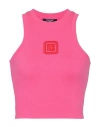 Balmain Cropped Tank Top With Retro Pb Embroidery In Pink