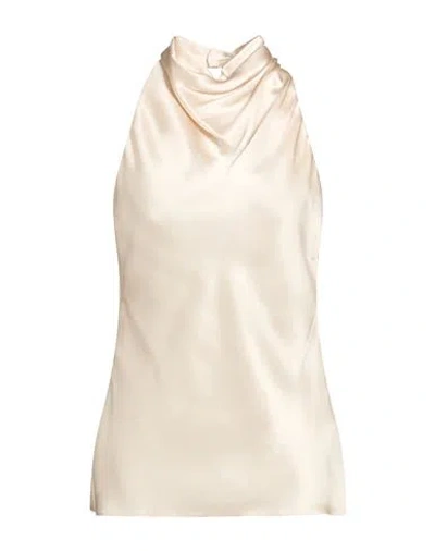 Balmain Woman Top Platinum Size 4 Silk In Neutral