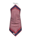 Balmain Halter Monogram Scarf Printed Silk Top In Red