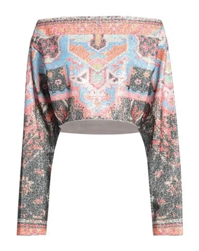 Balmain Woman Top Sky Blue Size 4 Polyester