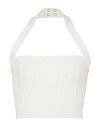 Balmain Knitted Halterneck Crop Top In White