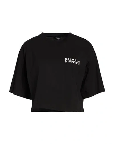 Balmain Woman T-shirt Black Size Xl Cotton