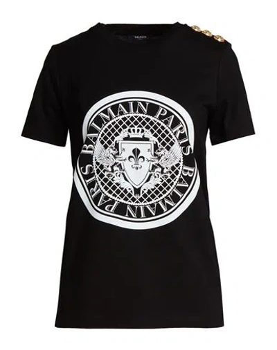 Balmain Woman T-shirt Black Size Xl Cotton