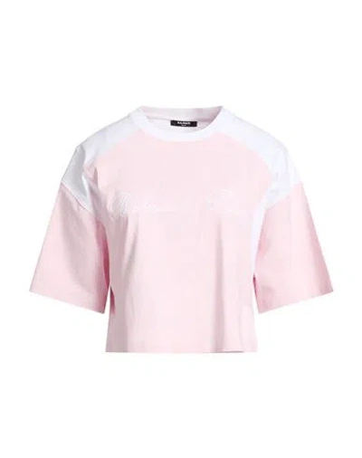Balmain Woman T-shirt Light Pink Size Xl Cotton
