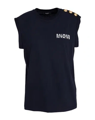 Balmain Woman T-shirt Navy Size Xs Cotton In Black