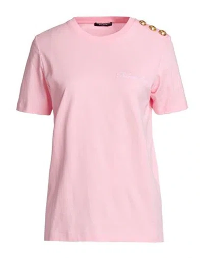 Balmain Woman T-shirt Pink Size Xl Cotton