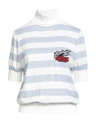Balmain Woman T-shirt Sky Blue Size S Cotton, Elastane