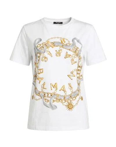 Balmain Woman T-shirt White Size M Cotton
