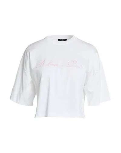 Balmain Woman T-shirt White Size S Cotton