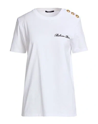Balmain Woman T-shirt White Size Xl Cotton