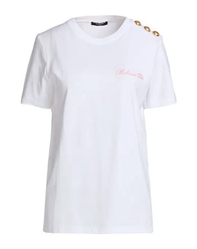 Balmain Woman T-shirt White Size Xl Cotton
