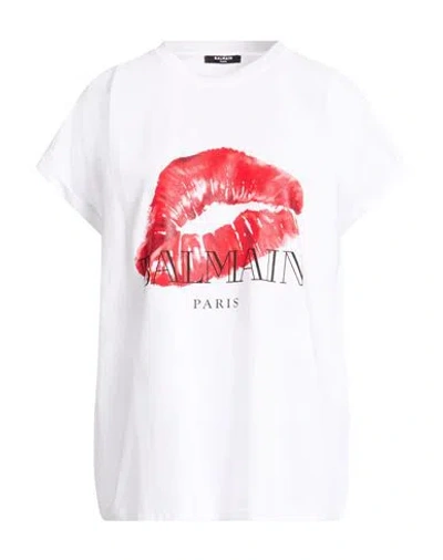 Balmain Woman T-shirt White Size Xl Cotton