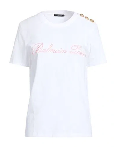 Balmain Woman T-shirt White Size Xl Cotton