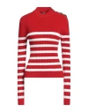 Balmain Embellished Striped Knit Top In Red