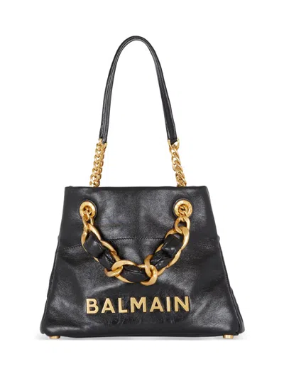 Balmain Women's 1945 Soft Cabas Crinkled Leather Bag In Black