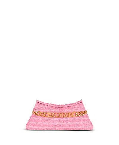 Balmain Women's 1945 Soft Clutch Bag In Tweed-effect Raffia