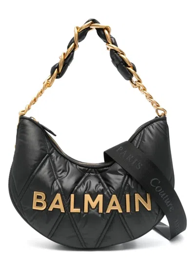BALMAIN WOMEN'S 1945 SOFT MOON BAG-GRID QUILTED NYLON