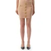 Balmain Buttoned Knitted Midi Skirt In Nude Rose
