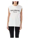 Balmain Women's 3-button Tank Top In White,black