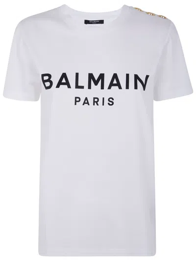 BALMAIN BALMAIN WOMEN 3 BUTTONS BALMAIN PRINTED T-SHIRT