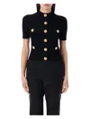 Balmain Buttoned Knitted Cardigan In Black