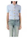 Balmain 4-pocket Knitted Cardigan In Pale Blue