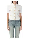 Balmain Short Sleeve Buttoned Pocket Knit Cardigan In White