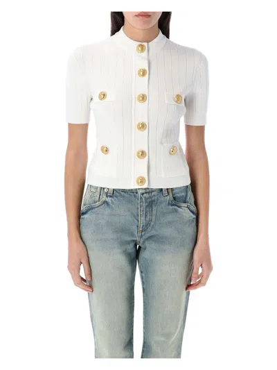 BALMAIN WOMEN'S 4-POCKET KNITTED CARDIGAN