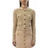 Balmain Ribbed Knit Cropped Cardigan In Nude Rose