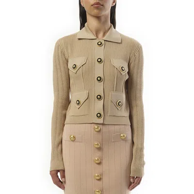 BALMAIN WOMEN'S 4 POCKETS BUTTONED RIBBED KNIT CARDIGAN