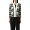 Balmain Women's 4pkt Mariniere Tweed Jacket In Black/white