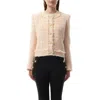 Balmain 5-button Textured Tweed Jacket In Rose/beige