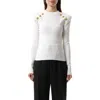 Balmain Women's 6 Btn Knit Pullover In White