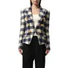 Balmain Women's 6 Button Tweed Jacket In Marine/white