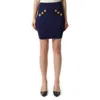 Balmain Blue Mini Skirt With Jewel Buttons In Midnight Blue