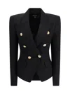 Balmain Wool Blazer With Flap Pockets And Gold-tone Buttons In Black