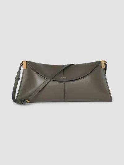 Balmain Women's 64-83 Medium Leather Shoulder Bag In Taupe Fonce