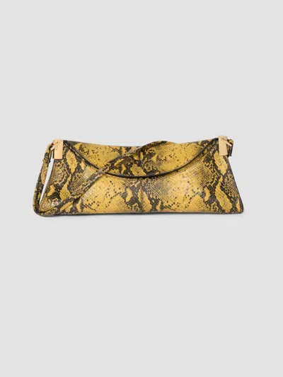 Balmain Women's 64-83 Small Python-embossed Leather Shoulder Bag In Mimosa